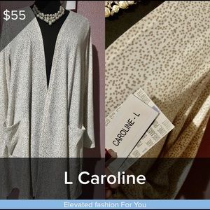 LuLaRoe Cream Dot Large Caroline Cardigan